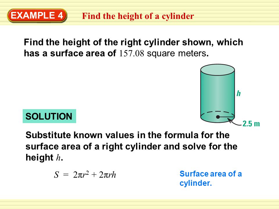 Find the height of deals a cylinder